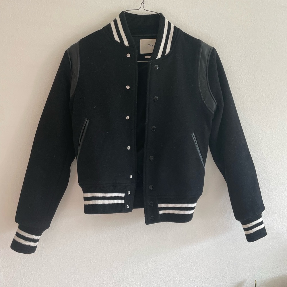 Aritzia letterman style varsity leather jacket